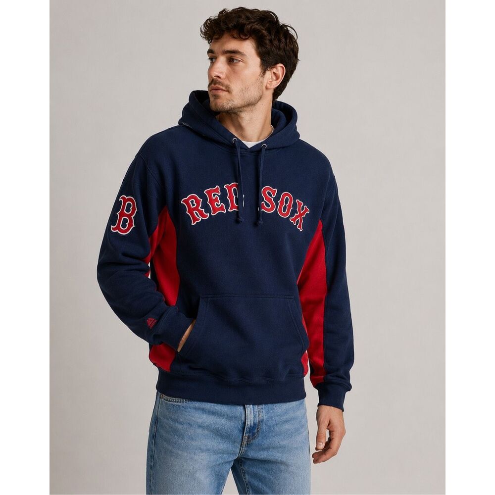 Vintage Majestic Boston Red Sox Hoodie Navy Red MLB Pullover Mens M
